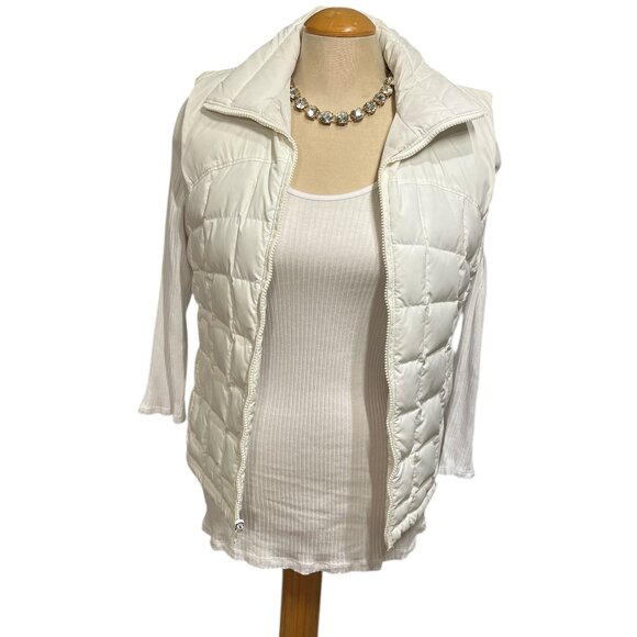 COLUMBIA Womens White Down Vest Size Small Zip Up 2 Pockets Quilted - Picture 6 of 12